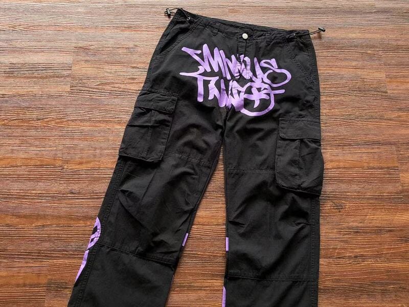 Minus Two Black/Purple Cargo Pants 