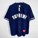 Supreme Ultrasuede Mesh Baseball T-Shirt Blue 