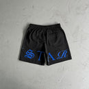 Trapstar Script Swimming Shorts Black/Dazzling Blue 