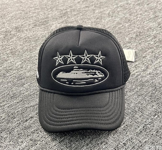 Corteiz 4Starz Alcatraz Trucker Black Cap 