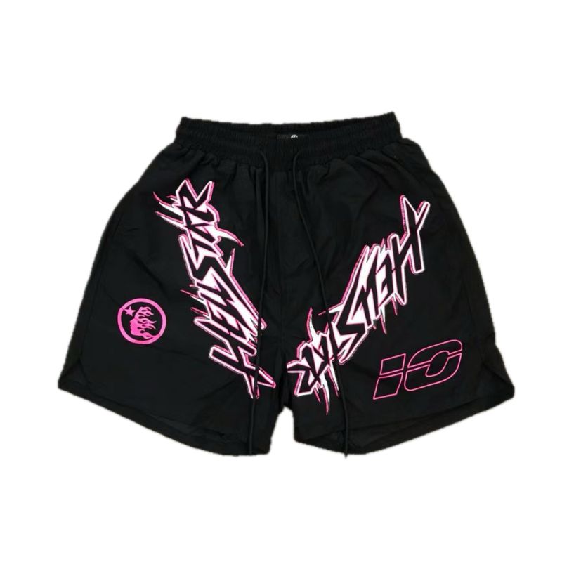 Hellstar Waxed Nylon Athletic Shorts Black 