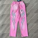 Hellstar Flame Sweatpants Pink/Silver 