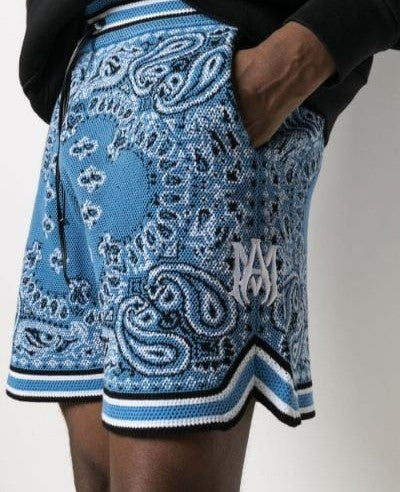 Amiri Bandana Crochet Basketball Shorts Blue 
