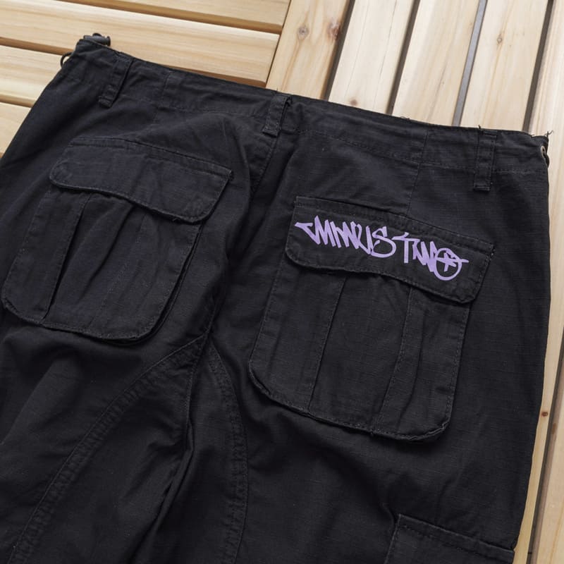 Minus Two Black/Purple Cargo Pants 