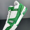 Louis Vuitton Trainer Green Monogram Denim White 